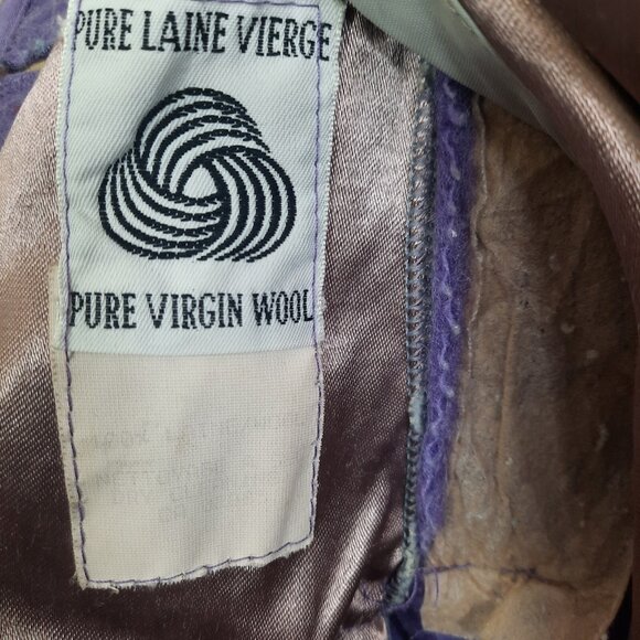 Vintage 80s Full Length Blanket Coat Mauve purple Virgin Wool Embroidered Size M - Picture 10 of 11